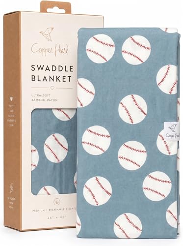 Image of Copper Pearl Swaddle Blankets for Newborns | Soft Stretchy Receiving Blankets for Boys and Girls | Large 46 x 46 Inch Baby Blankets | Lightweight and Breathable Swaddles | Slugger