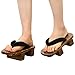 XPuing Herren Bühnenperformance Geta Japanische Holzhausschuhe Clogs Flip Flops Sandalen Schuhe (Schwarz, numeric_44)