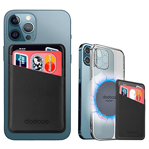 Compatible con Magsafe Wallet iPhone 12 Pro MAX, Soporte de Tarjeta de Cuero para la Parte Posterior del iPhone 12, Carteras magnéticas de Tarjetas de crédito para iPhone 12 Mini Pro (Black) Cover