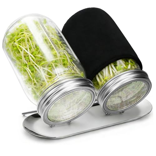Palksky Sprouting Kit with Stainless Steel Screen Sprouting Lids &