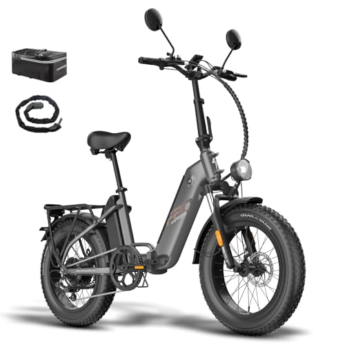 Fafrees FF20 Polar E-Bike Klapprad 20 * 4.0 Zoll, 500W 45km/h ebike Herren Doppelbatterien 24Ah/26.8Ah, Fatbike Damen Reichweite 150km/170km, E-Fahrrad Lagergewicht 150KG (24Ah Batterie, Schwarz)