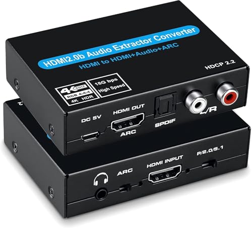 Image of MICROWARE 4K HDMI Audio Extractor - Optical TOSLINK + 5.1 /2CH & 3.5mm RCA Audio Converter