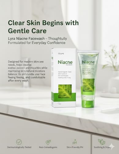 Image of Niacne Face Wash | Gentle Daily Cleanser for Oily & Acne-Prone Skin | Dermatologically Tested | Non-Comedogenic | Skin-Friendly pH | Soothing & Non-Drying Formula-(75ml)