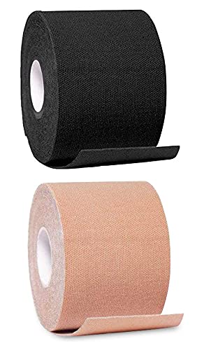 Women's Nipple Cover Strapless Adhesive Breast Lift Body Tape for A-E Cup Size (Pack of 2) Black/Beige-image-38