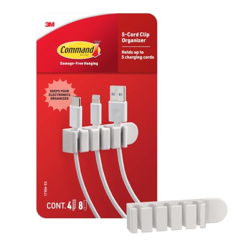 Image of Command 5-Cord Clip Organizer, 4 Clips, 8 Medium Strips
