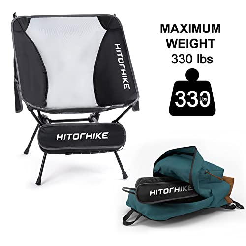 Hitorhike Camping Chair Backpack Camping Folding Chair Breathable Mesh Structure Aluminum Frame With 2 Side Pockets Camping Chair Compact Ultralight Carrying Bag (Dark Black 2Pcs) #TOP4