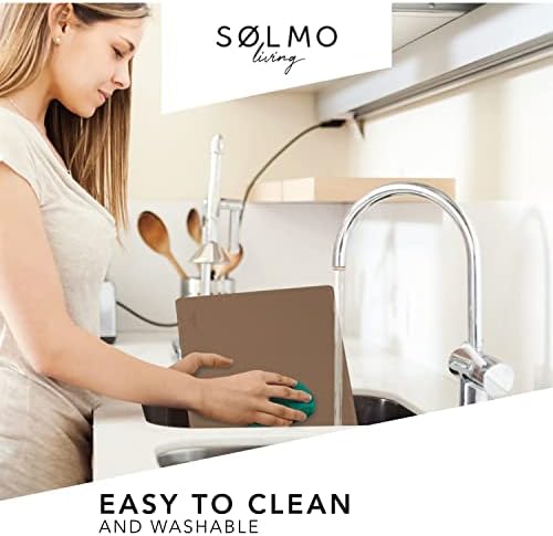 sølmo I Designer Place Mat Made of PU Leather, 44 x 32 cm, Heat-Resistant, Two-Tone, Wipe-Clean, Leather Place Mat, Children's Brown (Brown/Gold)