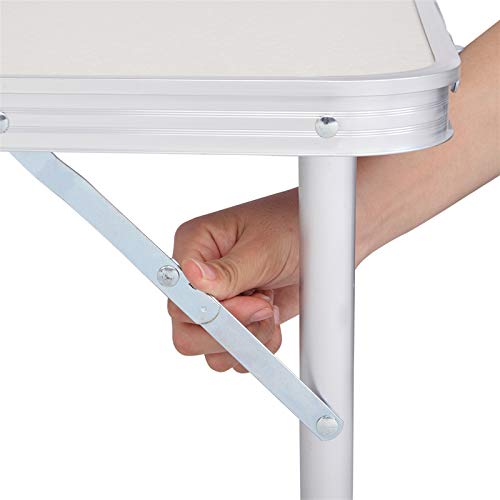 Folding Picnic Table, 4FT Portable Camping Table Adjustable Height Lightweight w/Handle, Lock Roll Up Picnic Table for Outdoor Party Beach Backyard