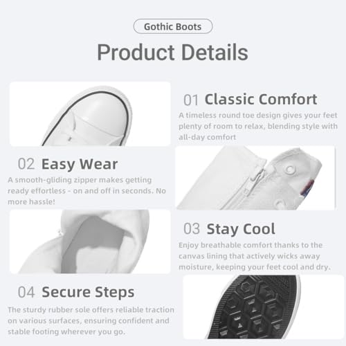 Women's Gothic Canvas Knee High Boot Lace Up Side Zip High Dance Boots Teen Girls Punk Y2K Sneaker Boots School Shoes2