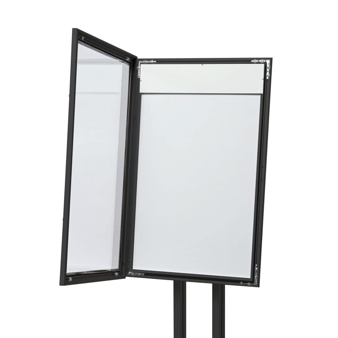 Danieli Store - Expositores de Pie 4xA4 para Exterior. Soporte Para Menu de Aluminio con Llave. Atril para Tiendas y Restaurantes. Porta Menu Exterior con y sin Luz LED Con Panel Personalizable