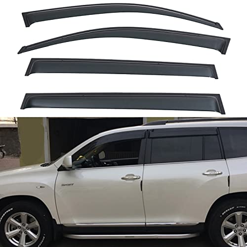 Lqqdp 4Pcs Jdm Smoke Tint Outside Mount Tape On/Clip On Style Pvc Sun Rain Guard Vent Window Visors Compatible With 08-13 Highlander Xu40 #TOP5