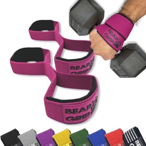 BEAR GRIP - Premium Figure 8 weight lifting straps (sold in works) (Purple)