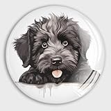 Evans1nism Bouvier des Flandres Aimants de réfrigérateur en verre représentant un chien et un chiot - Aimant puissant coloré pour tableau blanc, armoire, bureau, cuisine, tableau noir