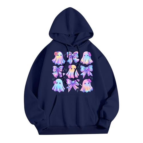 Halloween Hoodies for Women 2025 Fall Fashion Long Sleeve Cute Ghost Graphic Lightweight Hoodie with Pockets