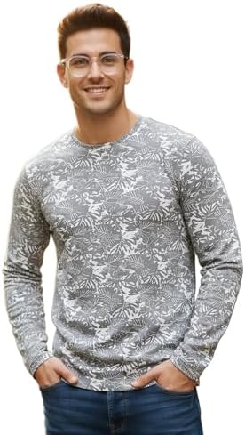 Urbano Fashion Men's Printed Full Sleeve Slim Fit Cotton T-Shirt