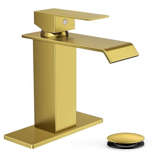 Robinet de salle de bain cascade modernes doré pour meuble vasque