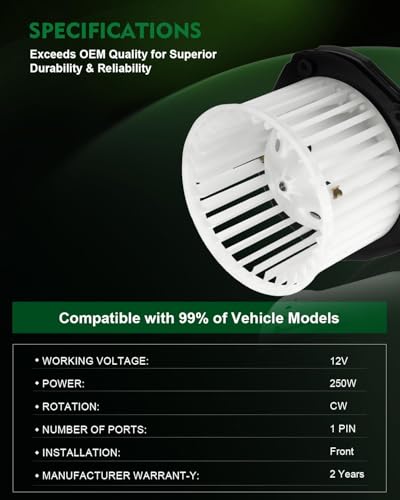 Image of HVAC Heater Blower Motor with Fan Cage for:-Chevy Tahoe 1997-2000 C1500 K1500 for:-GMC Yukon C1500 Suburban for:-Cadillac Escalade, 4.3L 5.0L 5.7L 6.5L 7.4L A /C Heater Blower Motor OE# 700100