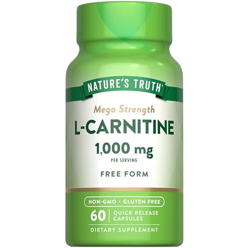 Nature’s Truth L-Carnitine 1000mg | 60 Capsules | Mega Strength | Free Form | Non-GMO & Gluten Free Supplement