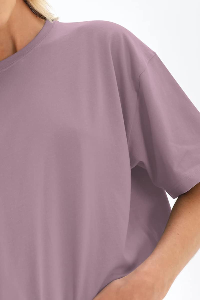 Miniatura 6 de Trendy Queen Camisetas de gran tamaño para mujer, ajuste holgado, algodón, cuello redondo, manga corta, blusa casual de verano 2023 Y2K básica