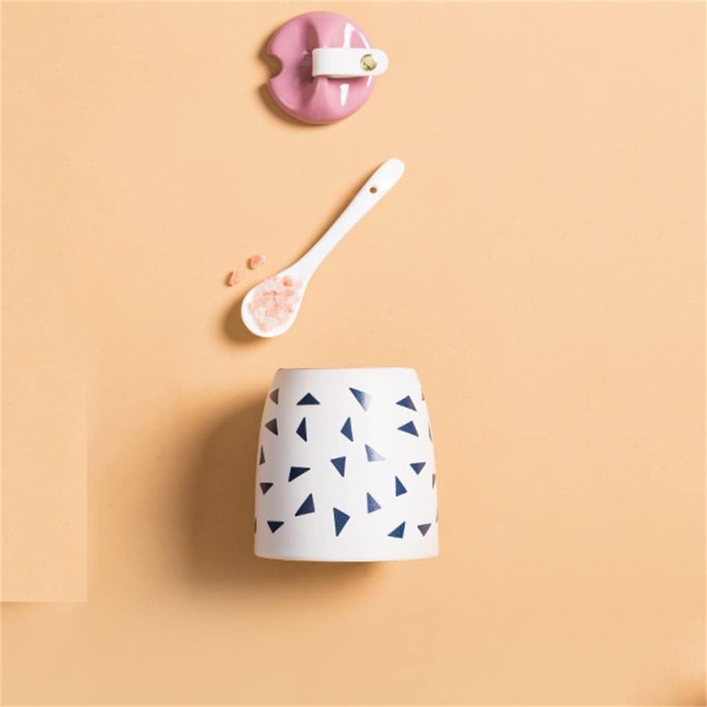 Ceramic seasoning jar kitchen dustproof salt pepper seasoning box household sugar jar storage container(E)