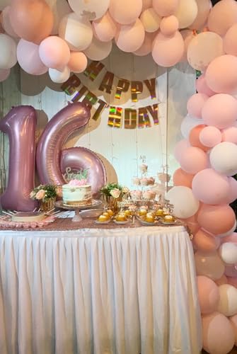 Image of Number Balloons 9 Balloon Pearl Pink for 9th Birthday Decoration, 40 inch | Saturated Color, Large 40 in, With Straw & Hanging Hole, For Back-to-School Season, Wedding, Christmas, New Year, Anniversary