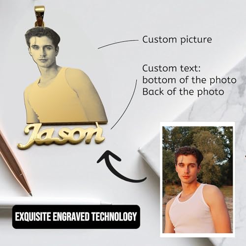 Custom Photo Necklace for Men Women – Personalized Picture Pendant with Engraved Photo & Nameplate– 18K Gold Plated Memory Necklace – Custom Gifts for Him Her3