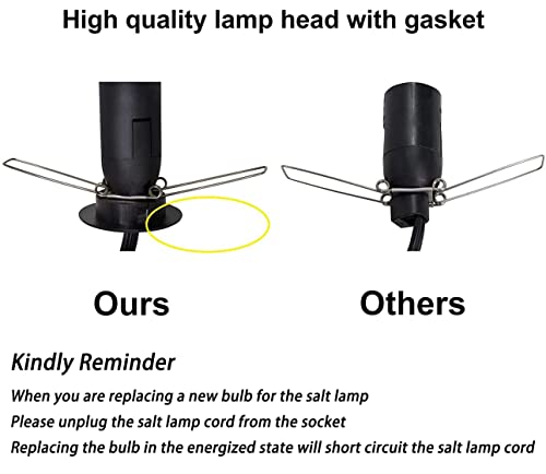 Ohlgt 1 Pack Salt Lamp Cord Replacement With Dimmer Switch 5 Feet Lamp Cord And 6-Pack Halogen Salt Lamp Bulbs(15 Watts) #TOP6