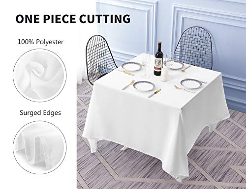 Surmente Square Tablecloth For Square Or Round Tables 100% Polyester 85X85 Table Cloth For Weddings, Banquets, Or Restaurants (White) #TOP1