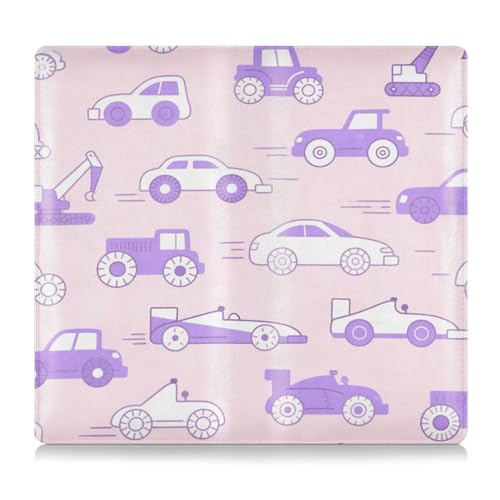 SyXIOP Fashion Cartoon Car Vehicle Pink and Purple Leather Car Registration and Insurance Card Holder Auto Truck Comparment Accessories Case for Cards, Essential Document, Driver License Vehicle