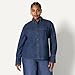 Amazon Essentials Women's Oversized-Fit Denim Button-Down Shirt, Medium Blue Vintage, Large
