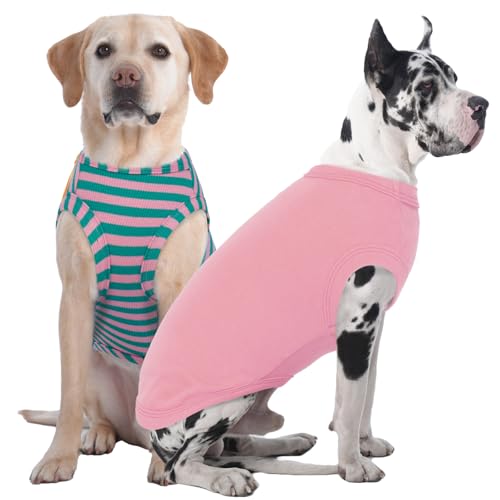 IECOii 2 Pack Extra Large Dog T-Shirt,Breathable & Lightweight Dog Tshirts Vest for Summer Wearing -Fade-Resistant, Easy to Put On – Machine Washabl