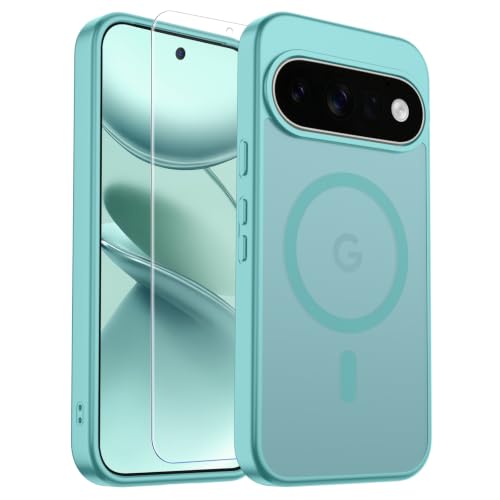 Image of SUPFINE Magnetic for Google Pixel 11 Pro XL Case - Blue Green | With Screen Protector,Translucent Matte,Built-in Magnets,Military Grade Drop Protection,Shockproof Phone Cover