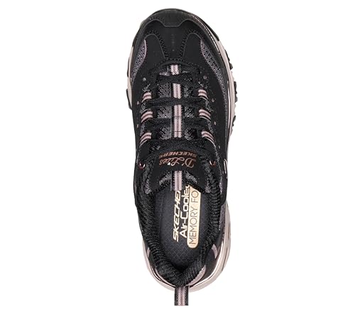 Baskets Skechers D'Lites cuir noir résistant avec détails mesh et or rose 38