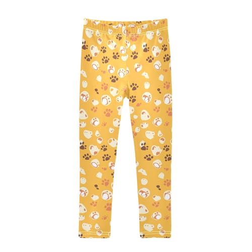 Cute Dog Paws Kids Girl's Legging Stretchy High Waisted Lounge Pants Exercise