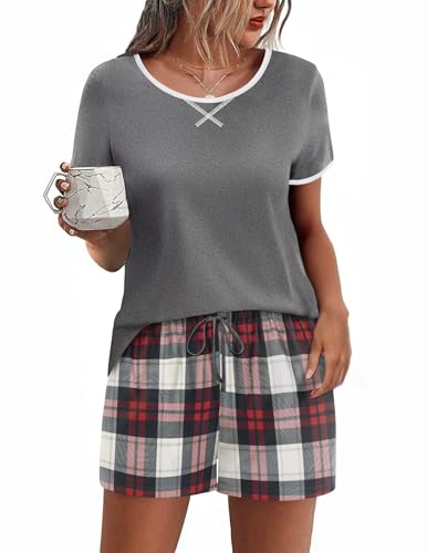 Image of Ekouaer Women Pajama Set Casual Short Set