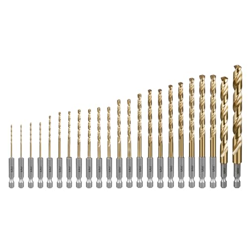 SALI Cobalt Drill Bit Set, 23 Pack 1/16 Inch to 3/8 Inch Hex Shank High Speed Steel Jobber Drill Bits, for Hardwood, Aluminum,Metal,Copper,Alloyed Steel