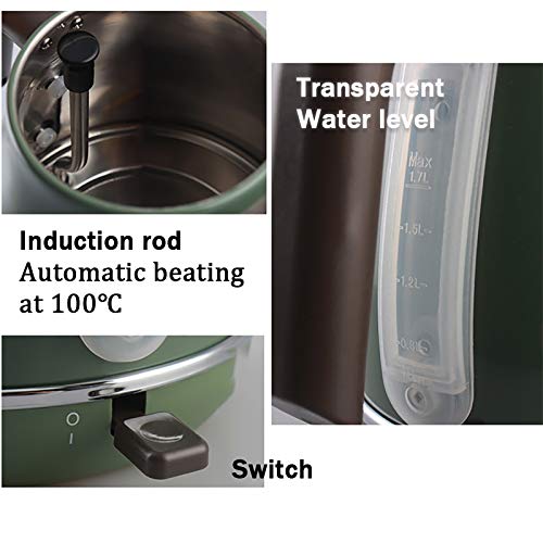 Tetera eléctrica de acero inoxidable doble pared 1.7L miniatura 3