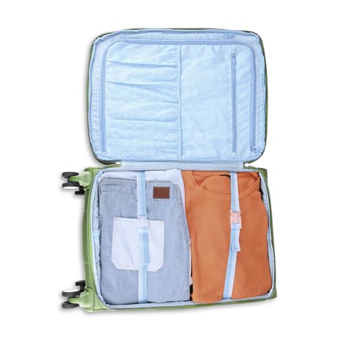 Image of Skybags Liteaer Check-in Trolley Bag - Medium, 69cms | Premium Soft-Sided Luggage for Travel with Smooth 8 Wheels & TSA Lock - Olive