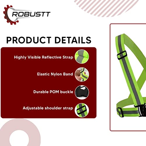 Image of Robustt High Visibility Protective Safety Reflective Vest Belt Jacket, Night Cycling Reflector Strips Cross Belt Stripes Adjustable Vest Safety Jacket
