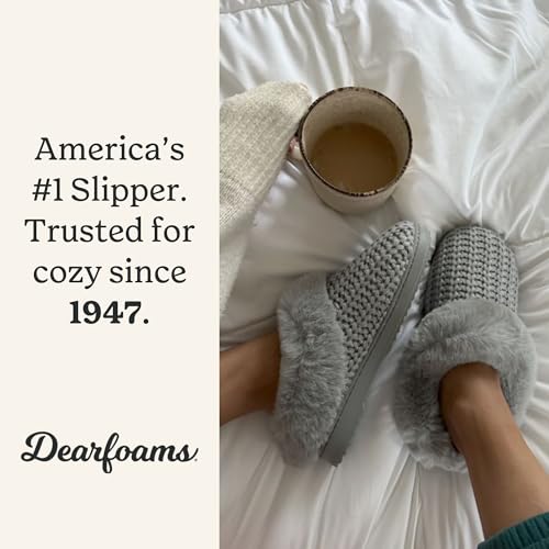 Image of Dearfoams Women's Memory Foam Cozy Soft House Slippers Gifts for Women Hannah Knit Clog House Shoes