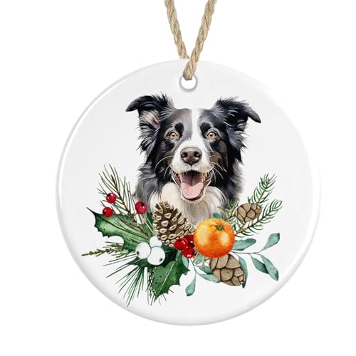 Border Collie Ceramic Ornament, Christmas Tree Bauble Decoration (No text)