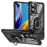 Case for Moto G Play 5G 2024 with 360°Kickstand [Hard Transparent Back] Support Magnetic Car Mount [Shock Absorption] Protection Clear Cover for Moto G Play 5G (2024) (Black, G Play 5G 2024)