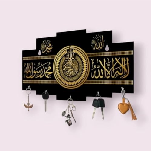 Image of Key Holder for wall and Home Decor Wood Key Holder (5 Hooks) fanti 2 alla Key Holder 5 huk