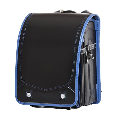 YCNLYSSR Mochila Escolar Japonesa automática para niñas y niños, Ligera, de Piel sintética, con Compartimentos Multicapa, Color Negro y Azul.