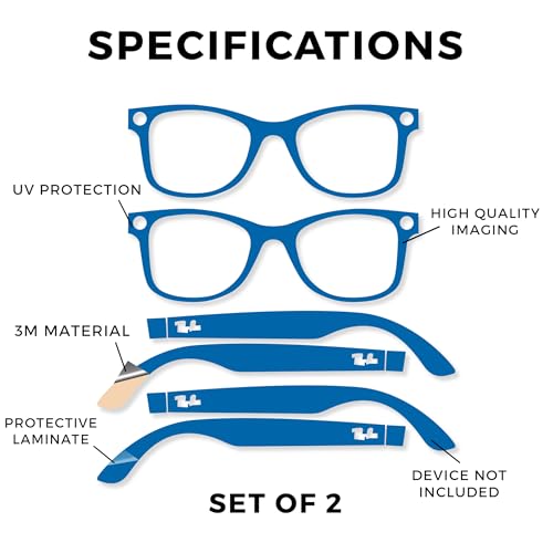 Glasses Skin Compatible with Ray-Ban Meta Wayfarer (Gen 1 or 2) - Solid Blue - Premium 3M Vinyl Protective Wrap Decal Cover - Easy to Apply | Crafted in the USA by MightySkins by Vision Signs & Graphics - Used condition - Image 2