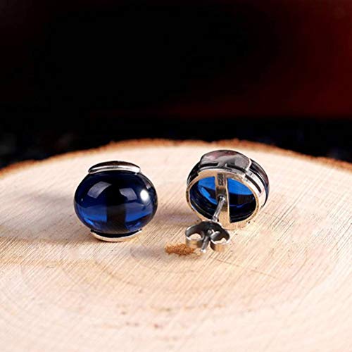 Boucles d'oreilles corindon bleu véritable argent 925 aux finitions de haute joaillerie