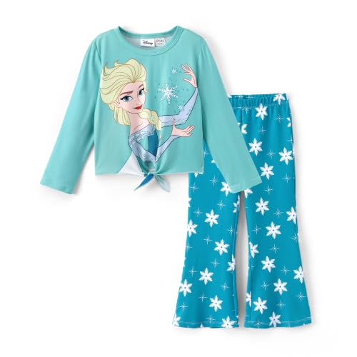 Image of Disney Girls Outfits Long Sleeve Knot Front Shirt Flare Pants 2PC Clothes