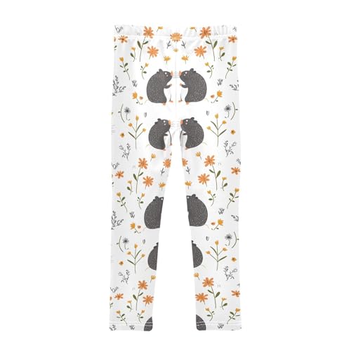 Black Mouse Flower Girls Leggings Soft Stretch Workout Yoga Dance Pants for Kids Casual Tights2