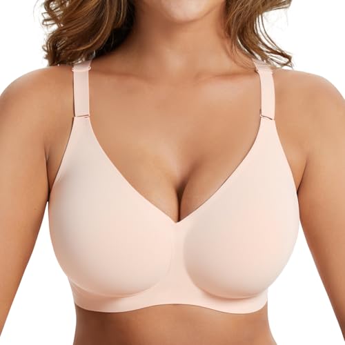 PoseFree Jelly Bra Wireless with Buttery Soft Comfort, Full Coverage Cups & Natural Supportive Lift Nude 3XL