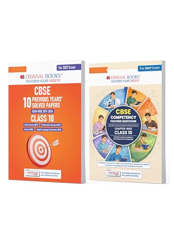 Image of Oswaal CBSE 10 Years' Solved Papers and Competency Focused Questions Chapter-wise Class 10 (Set of 2) English, Maths, Science, Social Science